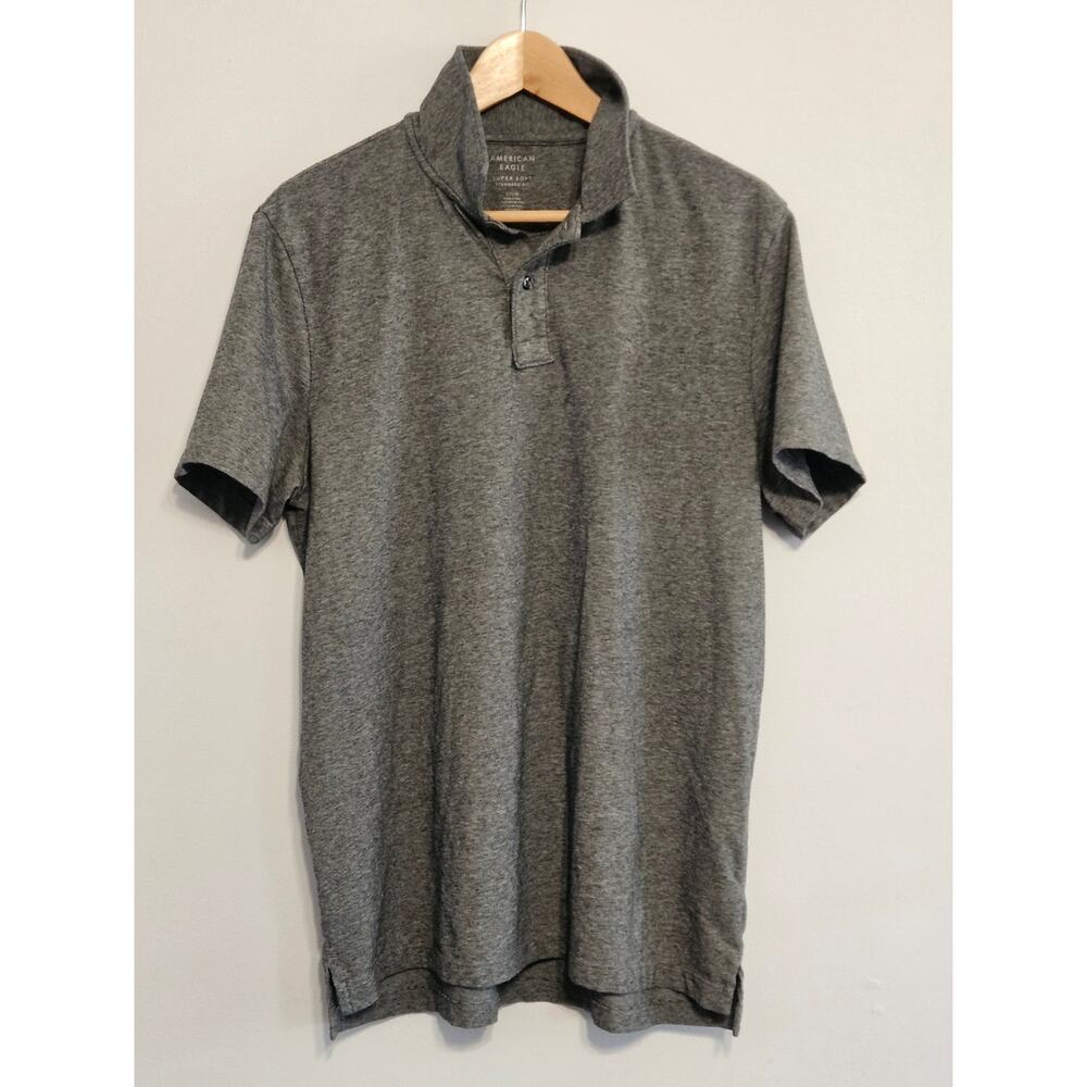 American Eagle Polo Shirt – Men’s Large – Heather Gray – Excellent Condition